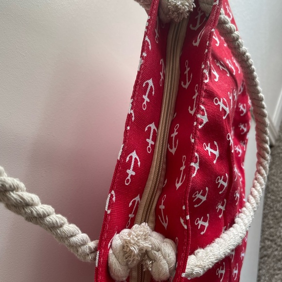 Tote Bag - Large Red Canvas Anchor Bag - Travel / Beach Bag NWT - Picture 11 of 12